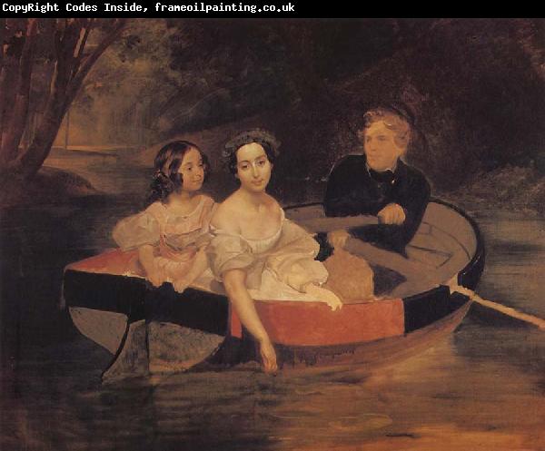 Karl Briullov Portrait of the Artist with Baroness Yekaterina Meller-akomelskaya and her Daughter in a Boat